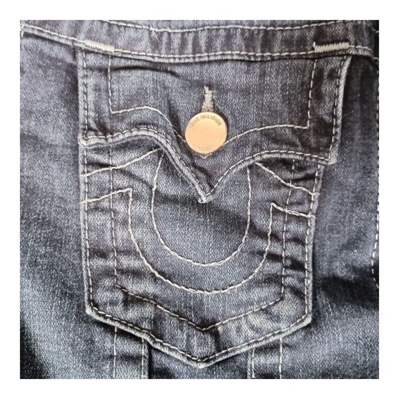 True Religion Trucker Denim Jeans Jacket Blue Men's Large - Picture 6 of 8